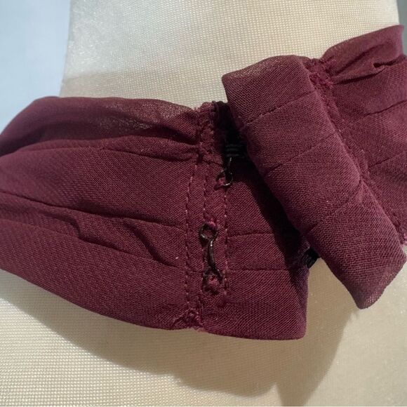 David’s Bridal satin and chiffon burgundy wine halter maxi dress size 16 - Picture 4 of 7